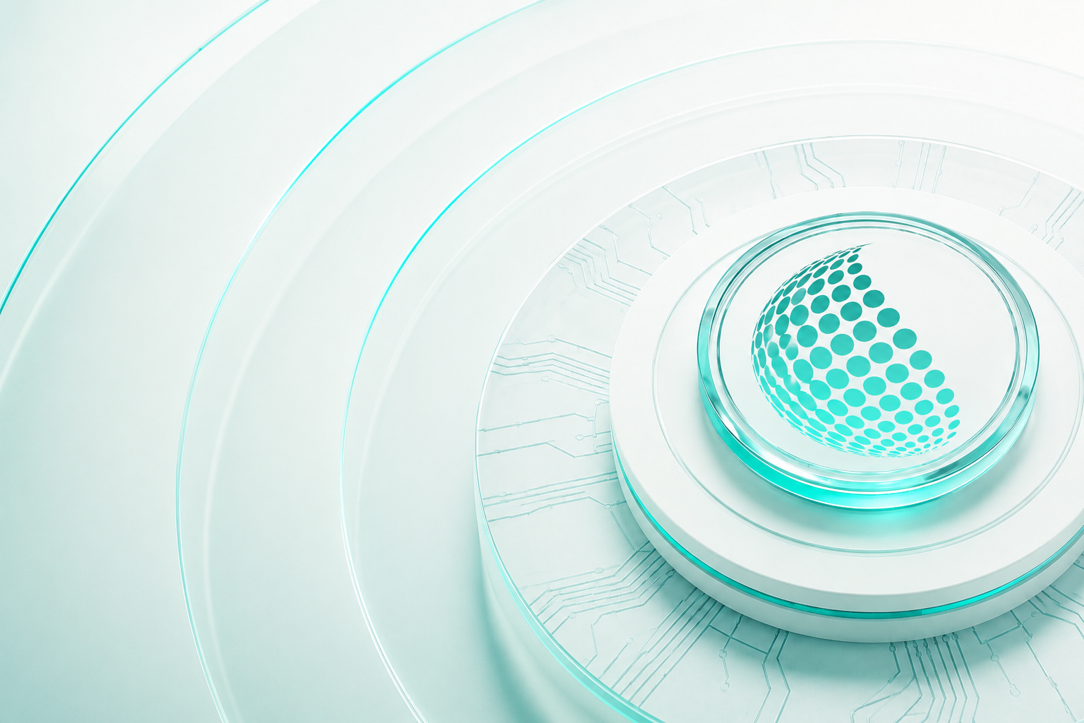 Halftone globe emblem on cream