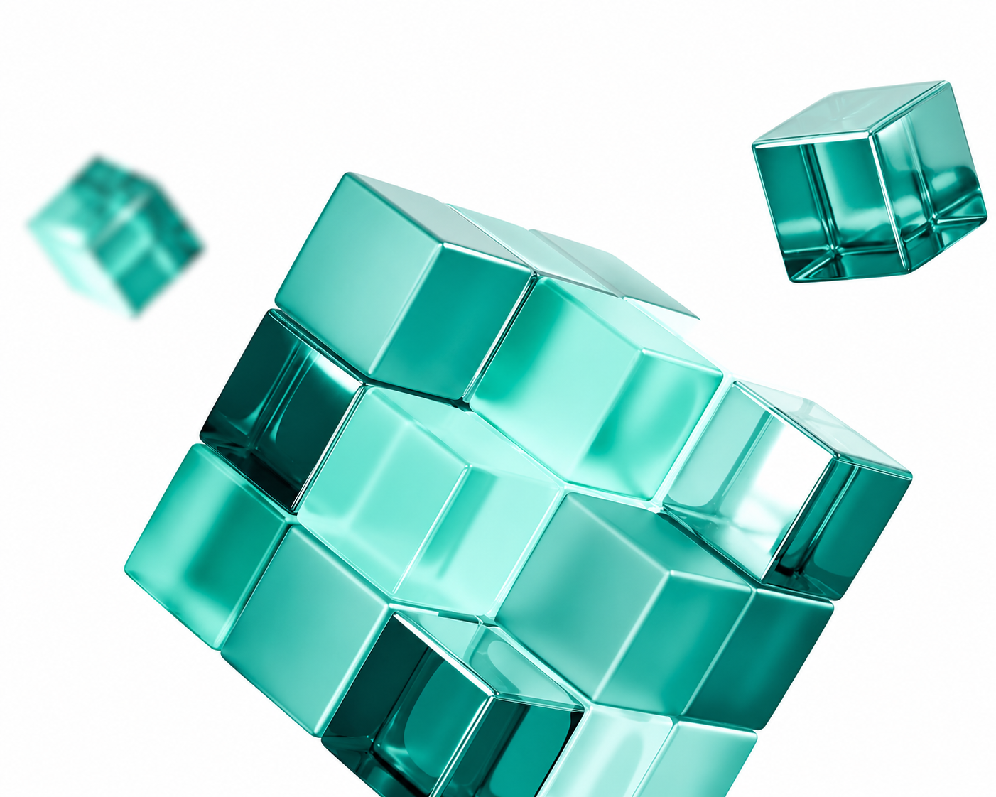 Polished teal cubes