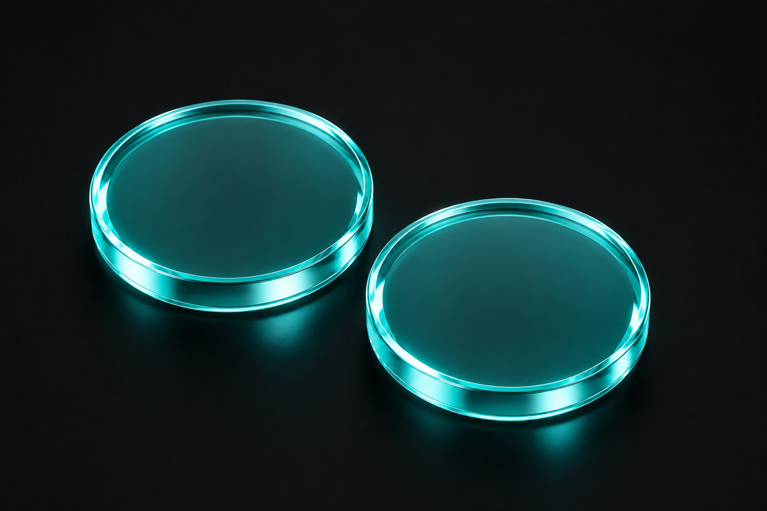 Edge-lit glass discs macro