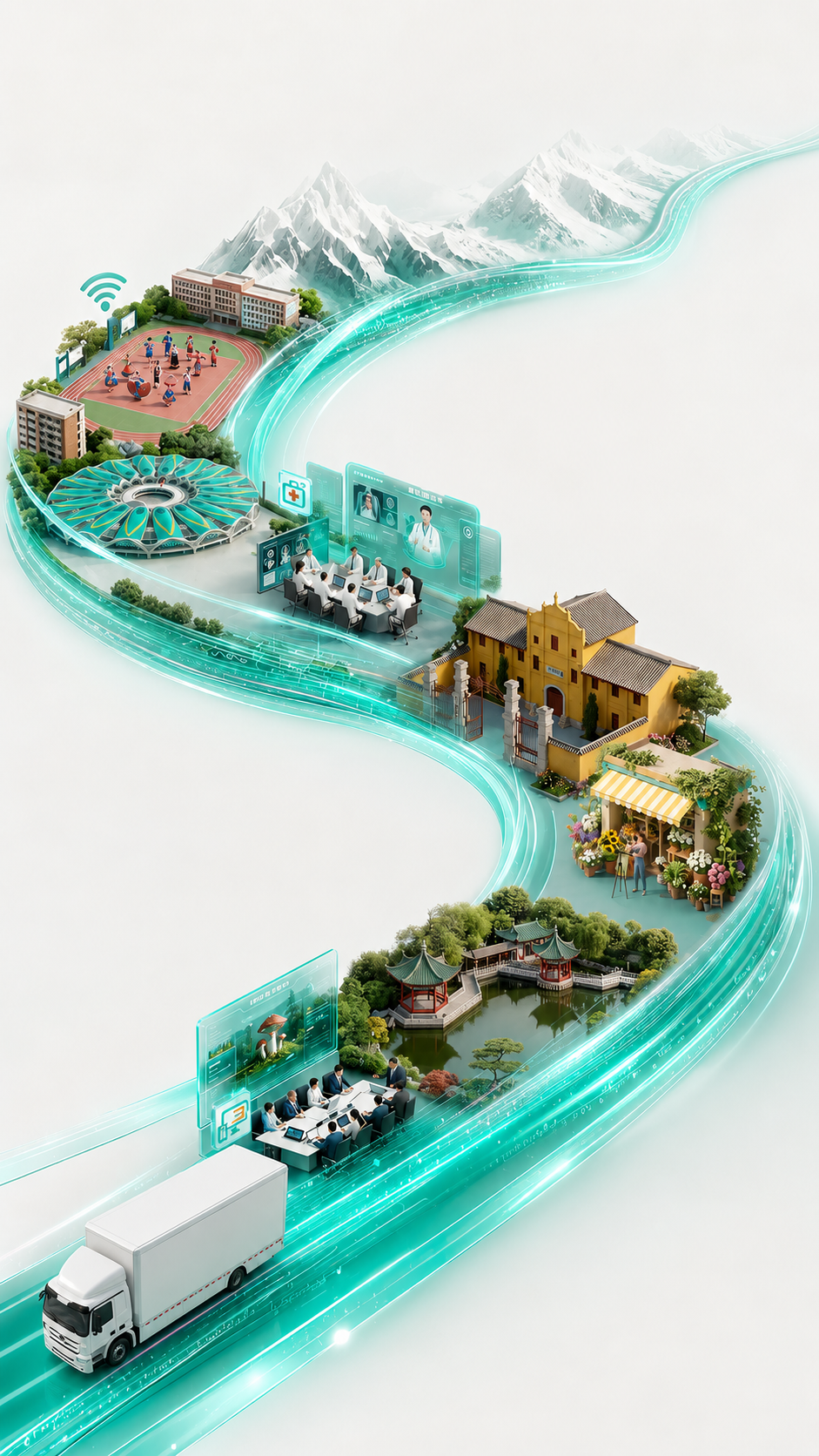 Isometric journey road